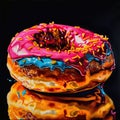 Indulging in Glazed Temptation: A Contemporary Close-Up of a Playful Donut.