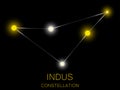 Indus constellation. Bright yellow stars in the night sky. A cluster of stars in deep space, the universe. Vector illustration