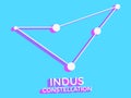 Indus constellation 3d symbol. Constellation icon in isometric style on blue background. Cluster of stars and galaxies. Vector