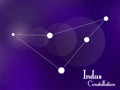 Indus constellation. Starry night sky. Cluster of stars, galaxy. Deep space. Vector illustration Royalty Free Stock Photo