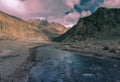 Indus Flow: Majestic Serenity of Ladakh\'s Barren Valley with Snowcapped Peaks and Tranquil Waters