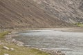 Indus river flowing through mountains in Ladakh Royalty Free Stock Photo