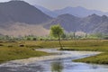 Indus river flowing through plains in Ladakh, India,