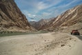 Indus River valley along the road to lake Tsomoriri in Ladakh Royalty Free Stock Photo