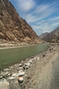 Indus River valley along the road to lake Tsomoriri in Ladakh Royalty Free Stock Photo