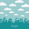 Industial factory and flying clouds silhouette background Royalty Free Stock Photo