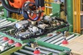 Factory 4.0 concept: View of vacuum gripper on palletizing robot in smart warehouse