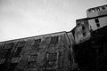 Industrial and abandoned buildings in Villa Nova de Gaia, Portugal. Black and white photography.