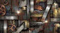 Industrial Abstract with Metallic Textures and Grunge Elements Royalty Free Stock Photo