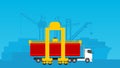 Industrial activity loading/ unloading for supply chain management illustration Royalty Free Stock Photo