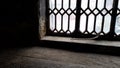 And Industrial age image of a cast iron window. Royalty Free Stock Photo