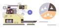 Automated Machinery Leveraging AI Technology for Production with Teamwork Data Visualization Royalty Free Stock Photo