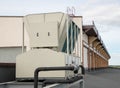 Industrial air conditioner on the roof. Compressor, cooler. Royalty Free Stock Photo