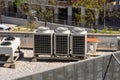 Industrial air conditioner units on a rooftop of a building