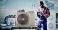 Industrial Air Conditioning Technician Royalty Free Stock Photo