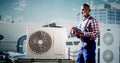 Industrial Air Conditioning Technician Royalty Free Stock Photo