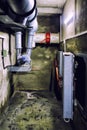 The industrial air ventilation system in underground bomb shelter Royalty Free Stock Photo