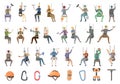 Industrial alpinist icons set cartoon vector. Work construction Royalty Free Stock Photo