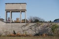 Industrial archeology buildings in the city of Busto Arsizio. Rectangular water tank with reinforced concrete pillars