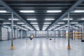 Interior of huge empty storehouse. Industrial warehouse racking. Royalty Free Stock Photo