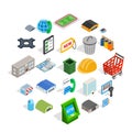 Industrial area icons set, isometric style Royalty Free Stock Photo