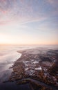 Industrial area of Riga, Latvia near Daugava river. Early autumn morning. Royalty Free Stock Photo