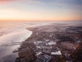 Industrial area of Riga, Latvia near Daugava river. Early autumn morning. Royalty Free Stock Photo