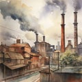 industrial area watercolor