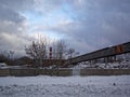 In the industrial area in winter