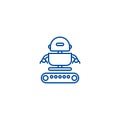 Industrial army robot line icon concept. Industrial army robot flat vector symbol, sign, outline illustration.