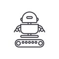 Industrial army robot vector line icon, sign, illustration on background, editable strokes