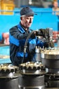 Industrial assembler worker at factory Royalty Free Stock Photo
