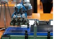 Industrial auto robot welding steel construction by cnc program