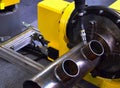 Industrial automatic robotic welding arm for metal welding operations.