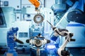 Industrial robotic  working with auto parts on smart factory Royalty Free Stock Photo