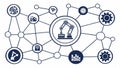 Industrial automation and robotics network, technology and manufacturing vector design Generative AI