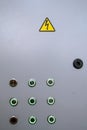 Industrial background. Electric shield with control panel with buttons for switching on and off electrical equipment