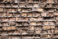 Industrial background, empty grunge urban street with warehouse brick wall Royalty Free Stock Photo