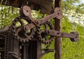 Industrial background rusty old large toothed gear mechanism