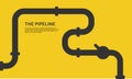 Industrial background with yellow pipeline. Oil, water or gas pipeline with fittings and valves. Royalty Free Stock Photo