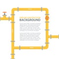 Industrial background with yellow pipeline. Pipes in shape frame for text. Royalty Free Stock Photo