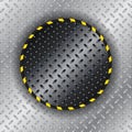 Industrial background with yellow striped circle