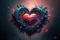Industrial Beating Heart, Tough Love, Abstract AI Design, Valentine's Day