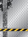 Industrial brochure with tire track and striped bar