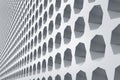 Industrial building exterior front wall decorated with hexagonal niches