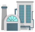 Industrial building icon. Flat power station manufacture