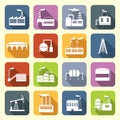 Industrial Building Icons Flat