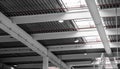 Industrial building interior - roof structure view from below