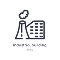 industrial building outline icon. isolated line vector illustration from army collection. editable thin stroke industrial building Royalty Free Stock Photo