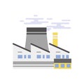 Industrial building, power plant or nuclear plant vector illustration Royalty Free Stock Photo